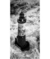 Phare d'Ar-Men en noir et blanc, format vertical