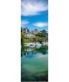 Doëlan en été, reflets sur l'eau verte, panoramique vertical