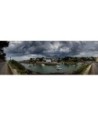 Port de Doëlan sous un ciel d'orage, vue panoramique