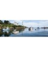 Port de Doëlan en panoramique, ciel bleu et reflets
