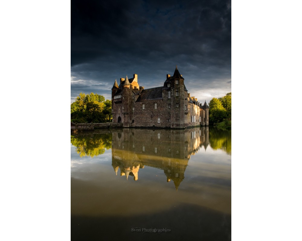 Château de Trécesson, reflet vertical dans l'étang