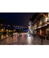 Dinan — viaduc illuminé et port de nuit sur la Rance