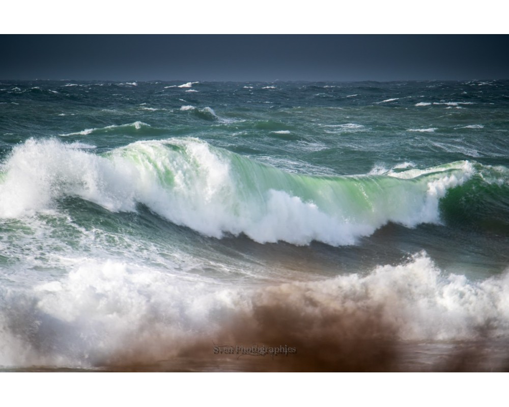 Tempête Louis à Quiberon, vague verte qui déferle