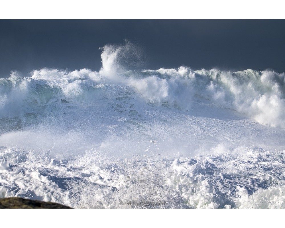 Tempête Herminia, mer blanche au large de Lesconil