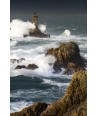 Tempête Herminia, la Vieille dans l'écume vue de la pointe du Raz