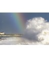 Tempête Herminia, arc-en-ciel et nuage d'écume à Lesconil