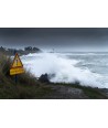 Tempête Éowyn, panneau de danger face à la digue de Doëlan