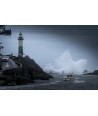 Tempête Éowyn, phare de Doëlan et vague en tons bleutés