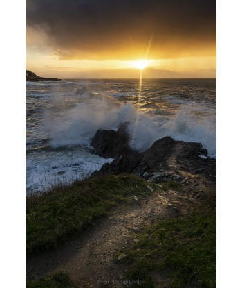 Tempête Floriane, sentier côtier de Doëlan au coucher du soleil