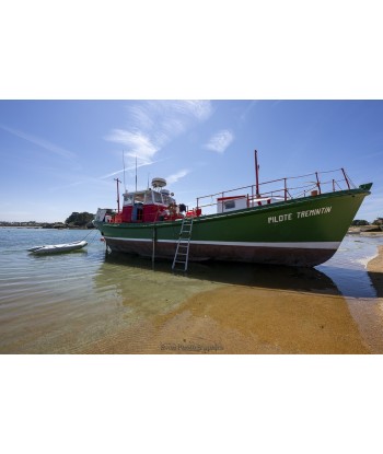 Bateau pilote vert au port...