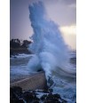 Tempête Benjamin, colonne d'eau sur la digue de Doëlan