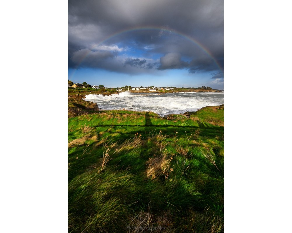 Tempête Benjamin, arc-en-ciel sur la côte de Doëlan