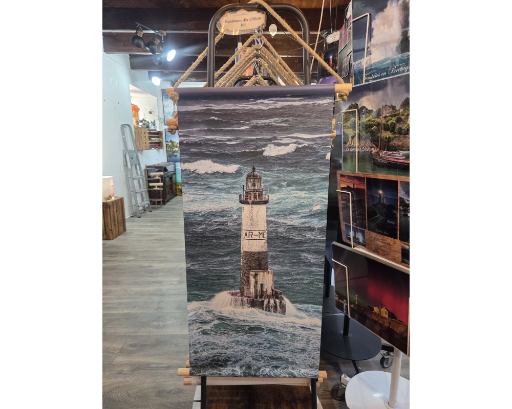 Kakemono phare d'Ar-Men dans la tempête – 45 × 95 cm