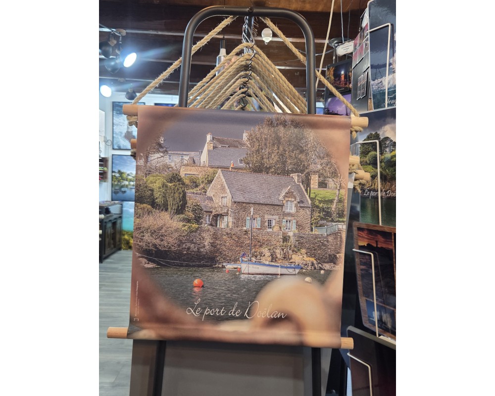 Kakemono Doëlan, maisons du port en tons anciens – 45 × 50 cm