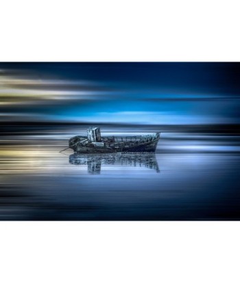 Bateau à Noirmoutier en flou directionnel, tons bleus