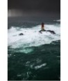 Phare de la Pierre Noire — Ciel de pluie ardoise et mer vert foncé, vue depuis les hauteurs