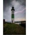 Phare de Doëlan sous l'orage, éclair dans le ciel