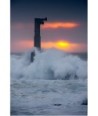 Ouessant — balise de la pointe de Pern et vagues au coucher du soleil