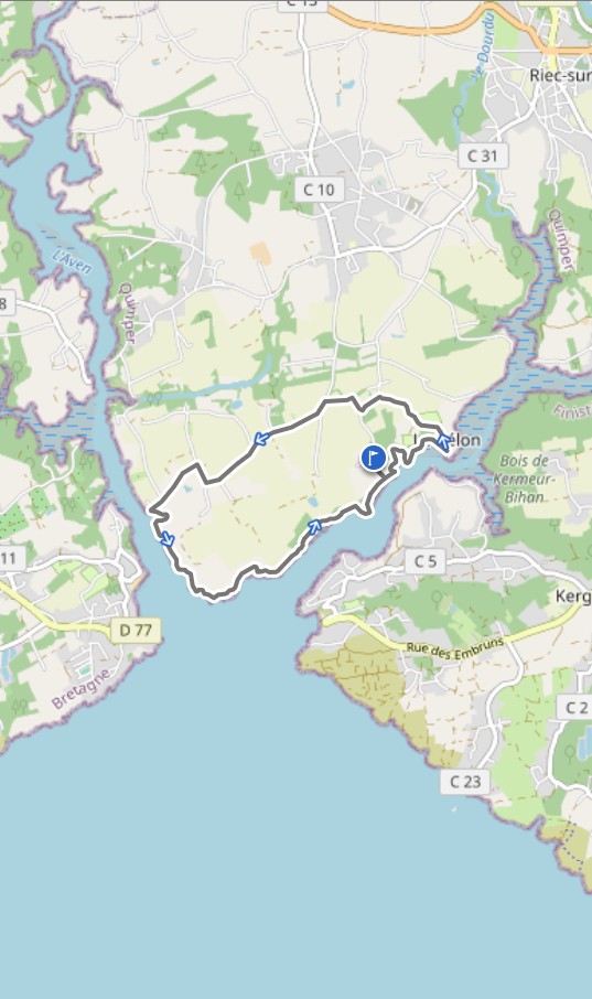 Carte du circuit du Fort de Bélon à Riec-sur-Bélon